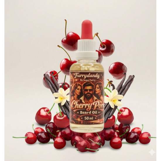 CHERRY PORN Beard Oil 50ml - Dark Ripe Cherry Patchouli Vanilla 70s Disco Las Vegas